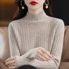 Women's Fashion Casual Fall Winter Solid Color Print Long Sleeve Half Turtleneck Tops Women's Clothing Woolen Knitwear Sweaters