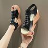 2024 Women Lightweight Wedge Heels Sandals Female Summer Ankle Buckle Chunky Platform Sandals Ladies Peep Toe High Heeled Beach Shoes