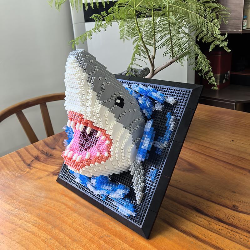 3D Строительные Блоки Голова Монстра Акулы Настенное Панно Блок DIY Животное Подвеска Настенный Декор Настенная Скульптура Декор Дома Игрушки Подарок