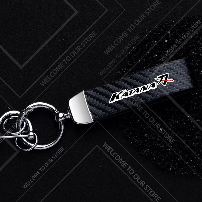 1PCS Motorcycle Keychain For Suzuki Katana GSX 400 600 650 750 1000 F Logo Widget Ornaments Metal Carbon Fiber Leather Key Chain