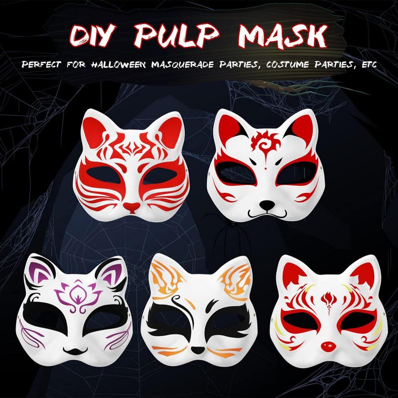 Masquerade Cat Face Masks Party Animal Half Facemasks Masks Props Paintable Blank Masks Party Halloween Cosplay Accessories