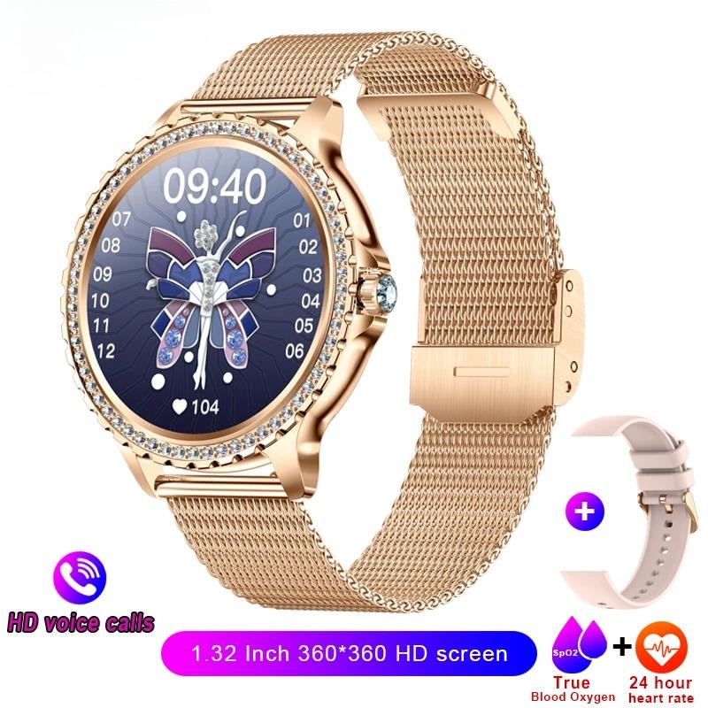 Модные женские смарт-часы с Bluetooth-звонком 1,32" 360*360 HD-экран Спортивные Фитнес Женские Смарт-часы Алмазный ремешок Новые