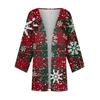Женская повседневная мода с рождественским принтом легкая куртка средней длины кардиган