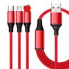 Плетеный 2А Быстрозарядный 3-в-1 Кабель для Huawei, Apple, Android - Идеально для Использования в Автомобиле