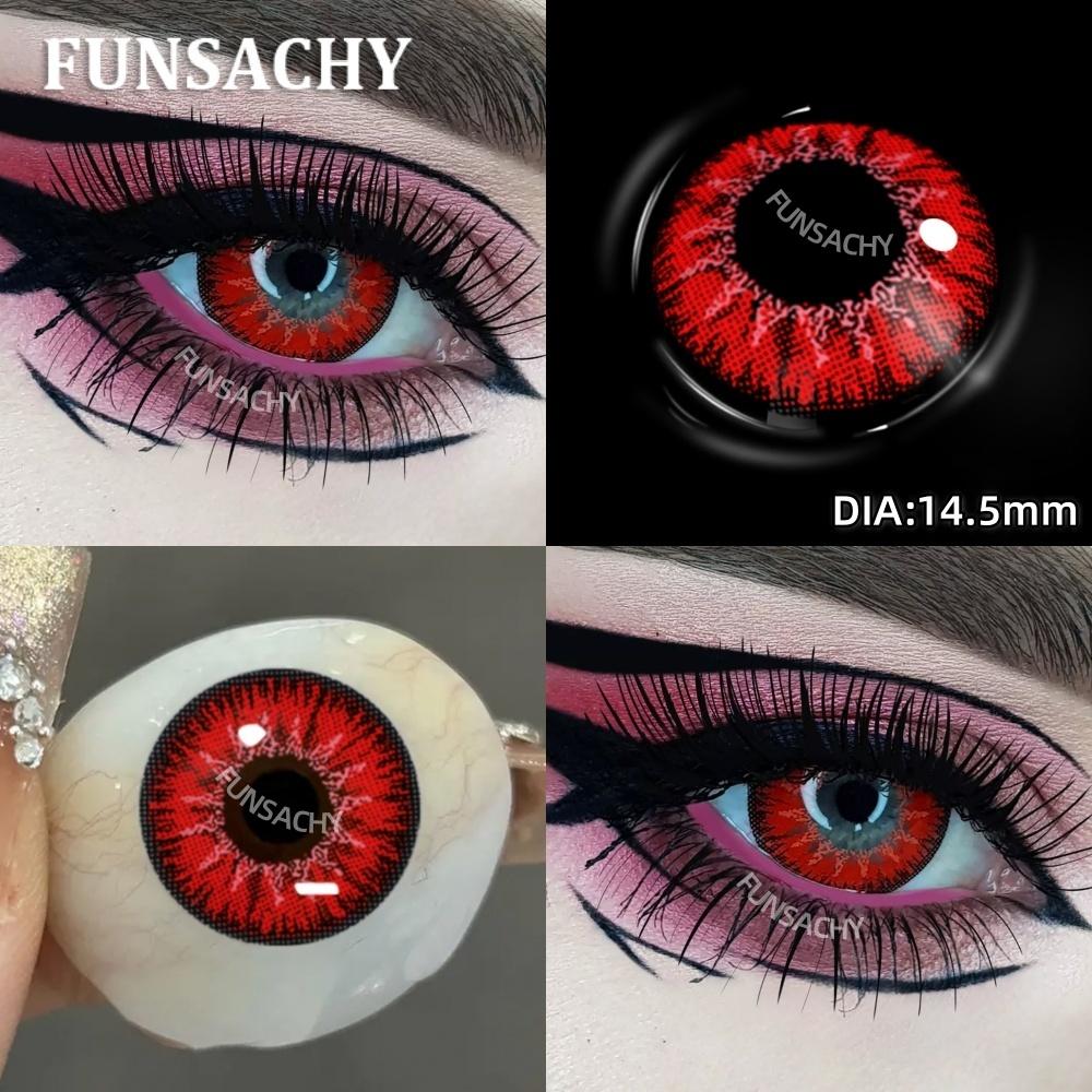FUNSACHY 1 Pair Colored Contact Lenses for Cosplay Mesh Zombies Cosplay Halloween Party Makeup Softlens Anime Coser Accessories