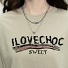 Solid color versatile letter fashion printed T-shirt