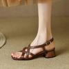 Мода НОВЫЕ Летние Женские Сандалии Открытый Носок Массивный Каблук Обувь Спилок для Женщин Высокий Каблук Узкие Ремешки Обувь Повседневная Обувь Ручной Работы