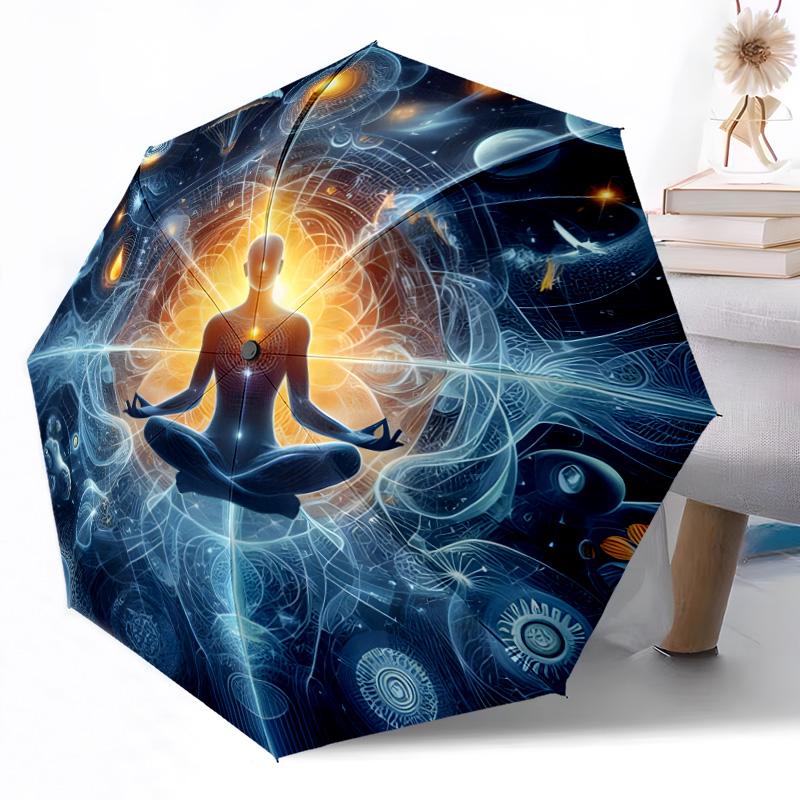 Автоматический зонт Meditate Прочный стержень с 8 ребрами Компактный дизайн для использования на улице и в повседневной жизни Зонт с ярким рисунком