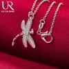 925 Sterling Silver Dragonfly Pendant Necklace Fashionable Wedding Jewelry