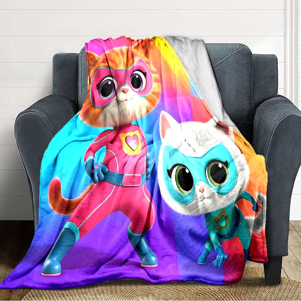 1pc Super Kitties Adventures1 Blanket, Gift, for Men and Women, Soft Blanket, Good for Sofa Bed Couch Travel, Lightweight Flannel Blanket