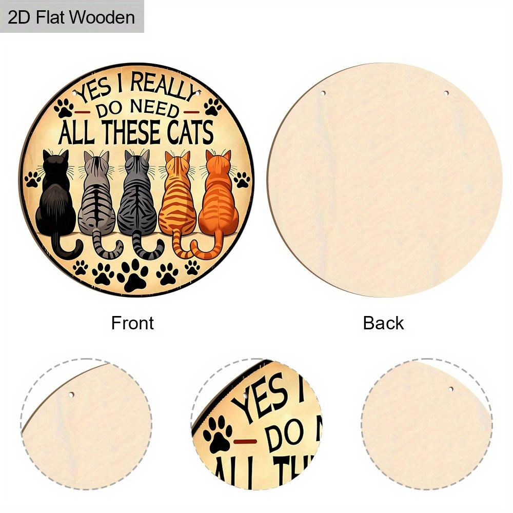 2D Плоская Деревянная Табличка в Деревенском Стиле с Кошачьей Тематикой, Очаровательная Декоративная Табличка для Питомца с Восхитительным Дизайном с Кошачьим Узором, Идеально Подходит для Декора Входной Двери