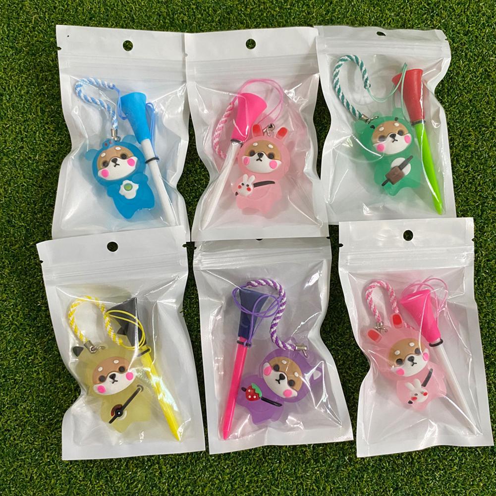 1PC Golf Tees with Glowing Light Random Color, Cute Cartoon Doll Design Golf Ball Holder, Prevent Loss for Golf Training