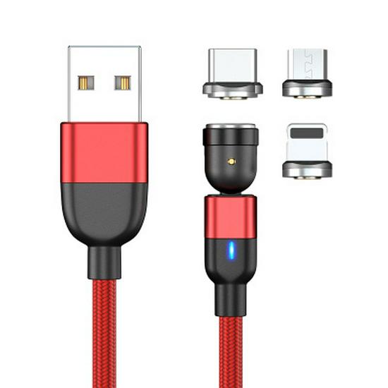 Магнитный USB-кабель 3A с быстрой зарядкой, вращающийся на 360 градусов, трехкомпонентный, гибкий дизайн