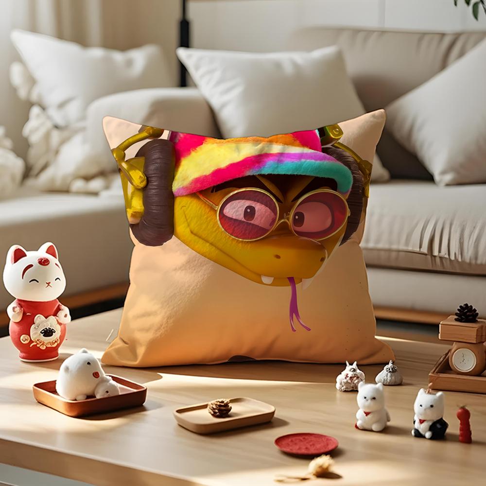 Cartoon TThe Bad Guys Cushion Cover Silky Short Plush with Invisible Zipper Dustproof Sofa Pillow Cover for Home Decor