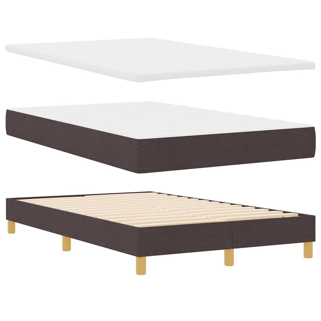 Box Spring Bed with Cushions Dark Brown 120 x 190 cm Fabric