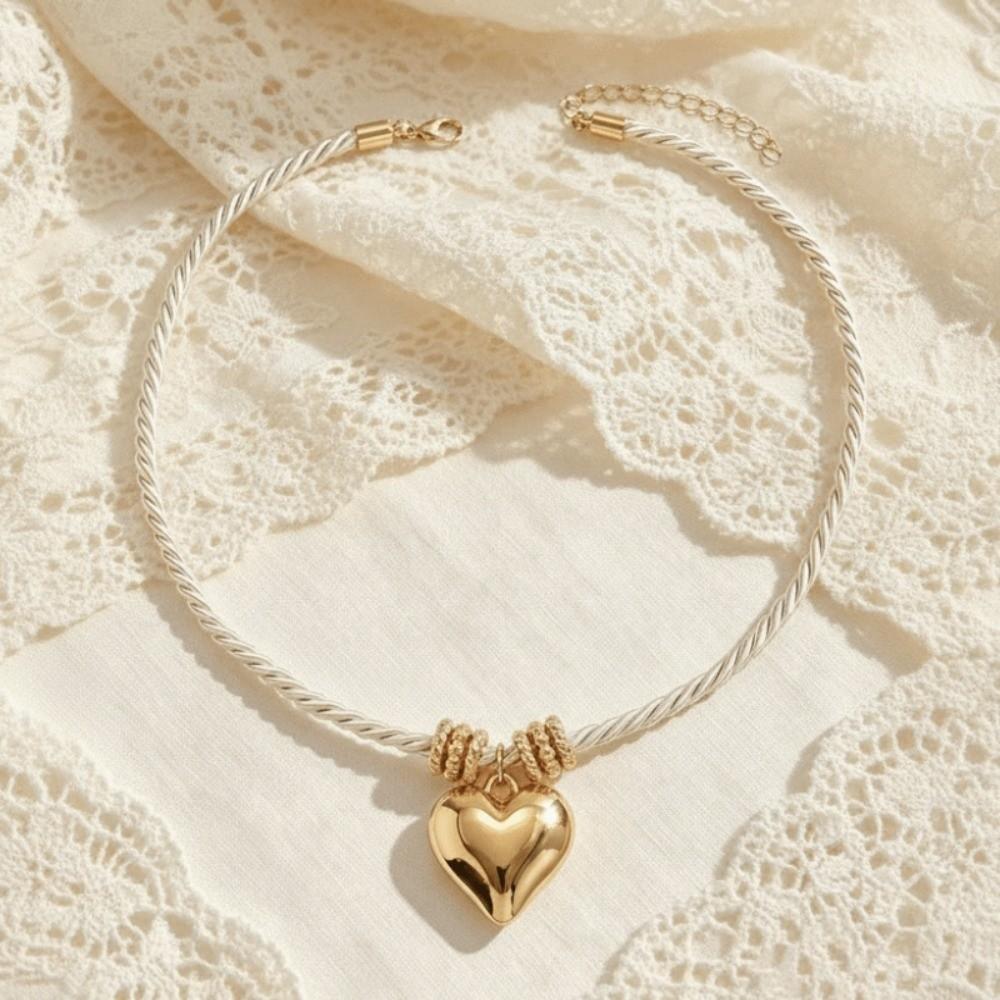 Golden Starfish Pendant Necklace Sun Design Braided Thick Rope Choker Simple Clavicle Chain Party