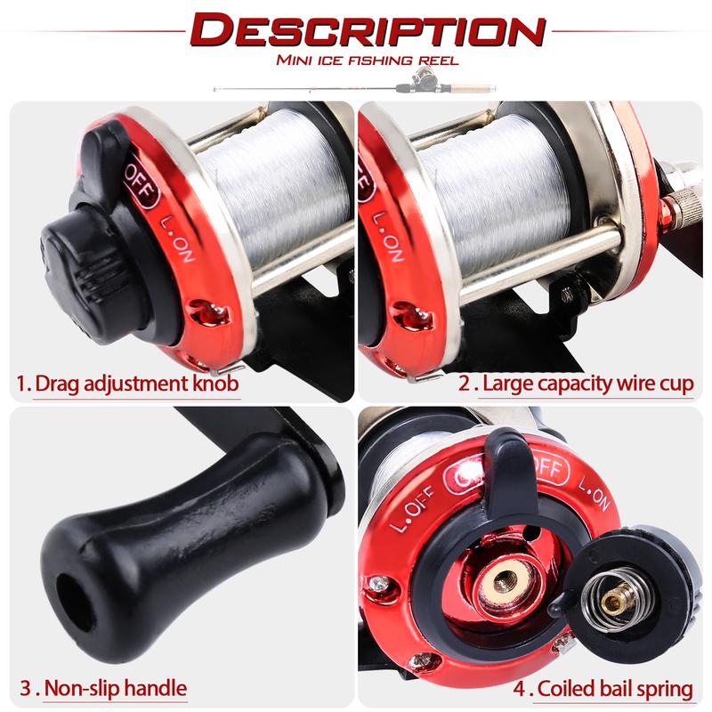 Мини-барабанная катушка для зимней рыбалки с передаточным числом 3,5:1, красная правая катушка, рыболовные снасти, катушка для зимней рыбалки