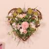 Heart Shaped Wreath Artificial Flowers Garland Easter Themed Wreath Spring Summer Wreath for Valentine's Day Mother's Day Home Door Decorations