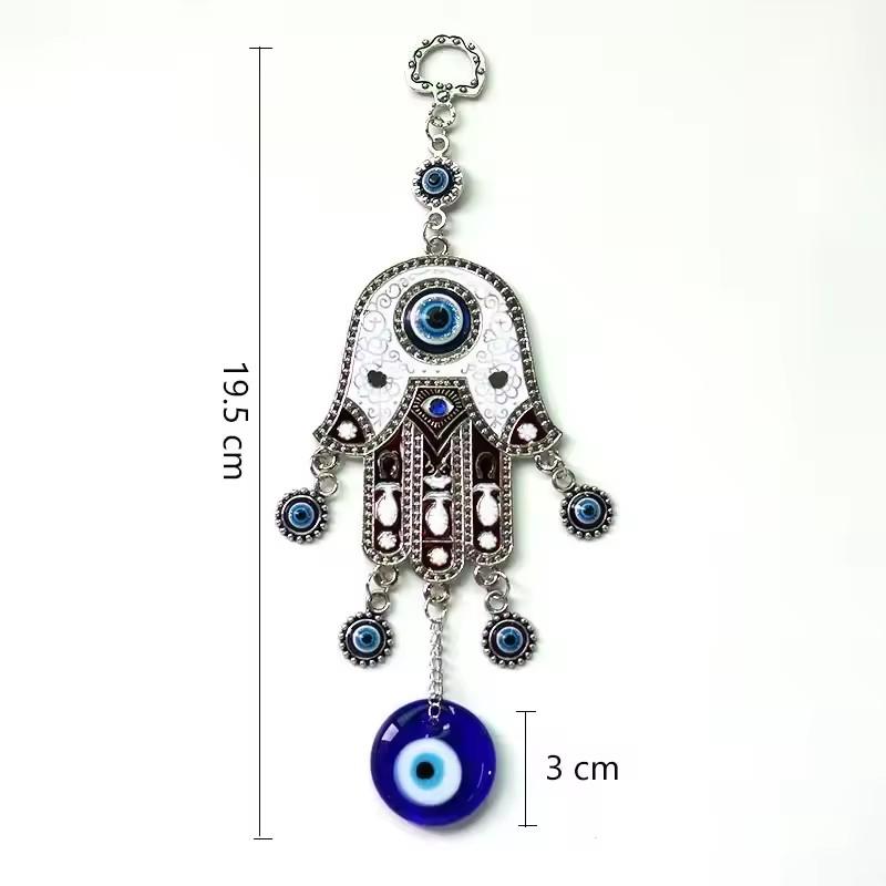 Blue Evil Eye Wall Hanging Hamsa Fatima Wind Chimes Lucky Amulet Blessing Protection Meditation Yoga Healing Pendant Home Decor