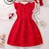 Girls' Fashionable Dress 2025 Summer Children's Elegant Flying Sleeve Retro Princess Dress