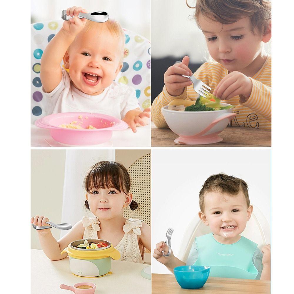 with Storage Box Cute Training Spoon Fork Stainless Steel Toddler Training Utensils  Kitchen