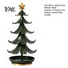 Gift for Women And Girls Christmas Tree Jewelry Stand, 360 Degree Rotating Base Metal Earring Birthday Her Display Rack, Dark Green Tray Necklaces