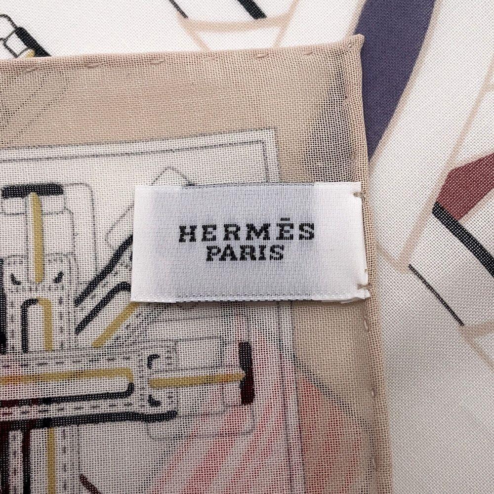 Использованный платок Hermes Sangle en Finesse Хлопок Платок HERMES
