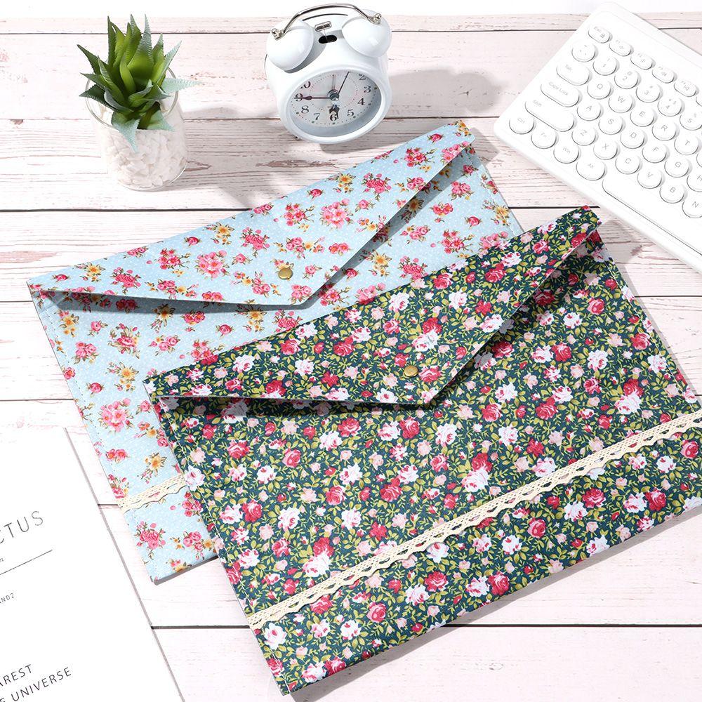 Portable Organizer Elegant Canvas Felt File Briefcase Floral Document Bag Paper Holder File Folder