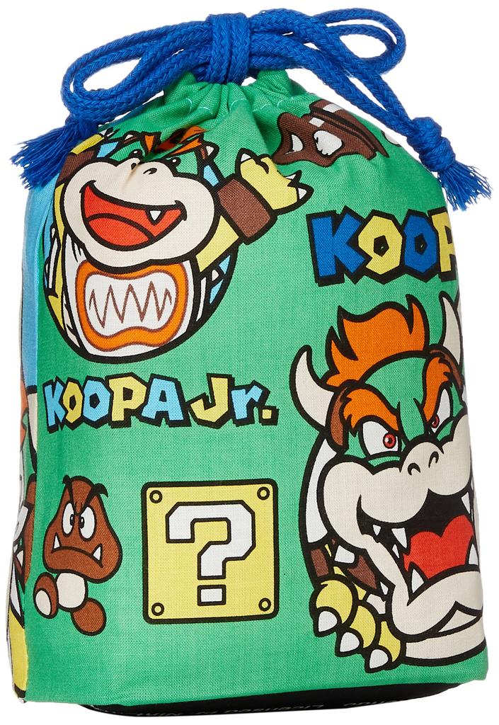 Skater Lunch Box Drawstring Bag with Set of Super Mario Made in Gusset, 2, Design, Boys' Size, Japan, KB64WN-A
