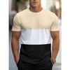 Vibrant Stripe Crew Neck T-Shirt - Soft, Breathable, Casual Chic Top for Mens Summer Outdoor Wear - Short Sleeve, Contrast Color Pattern, Relaxed Fit