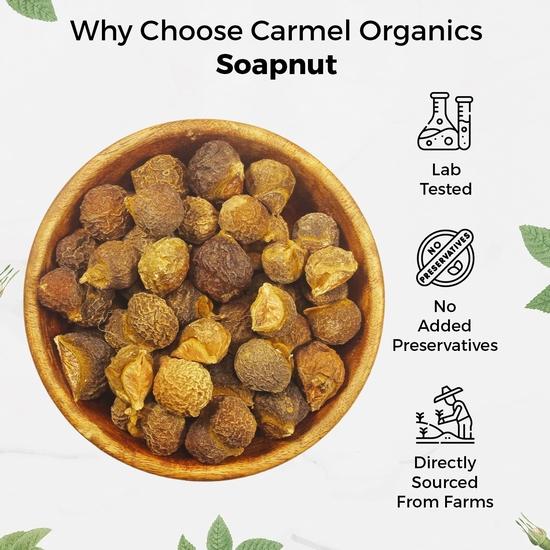 CARMEL ORGANICS Soapnut/Reetha Whole 300g | Pure Reetha Pods | Natural Hair Cleanser & Conditioner& Eco-Friendly, No Added Preservatives