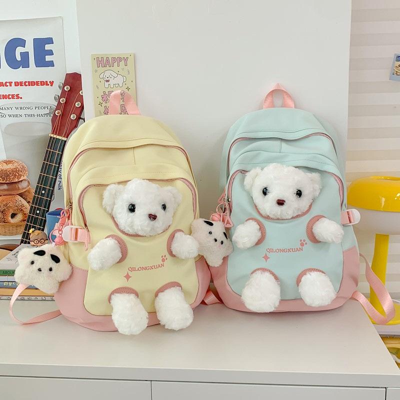 Schoolbag cute bear schoolbag junior high school girls college students 1011 new backpack ins niche Mori versatile backpack