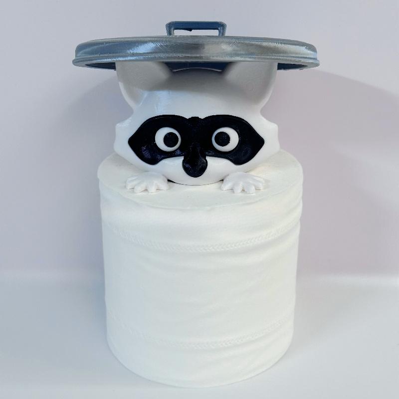 Cute Raccoon Toilet Paper Holder Playful Bathroom Decor With Trash Can Lid Cover Unique Gift Idea Funny Home Accessory