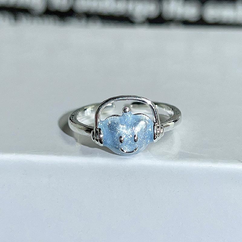 Dopamine Colorful Enamel Flower Butterfly Open Ring Mori Sweet Girly Style Inlaid Zircon Niche Light‑Luxury Adjustable Stackable Decorative Ring