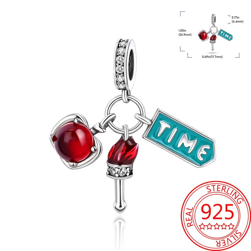 Creative 925 Silver Eiffel Tower Gold Heart Double Charm Fit DlY Bracelet Necklaces Women's Dating Jewelry Accessories