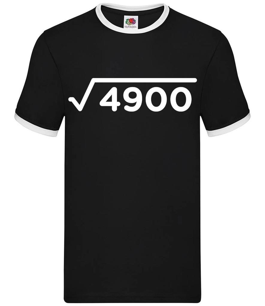 Square Root Birthday 70 - Mens Ringer - 70th Age Present Maths Gift