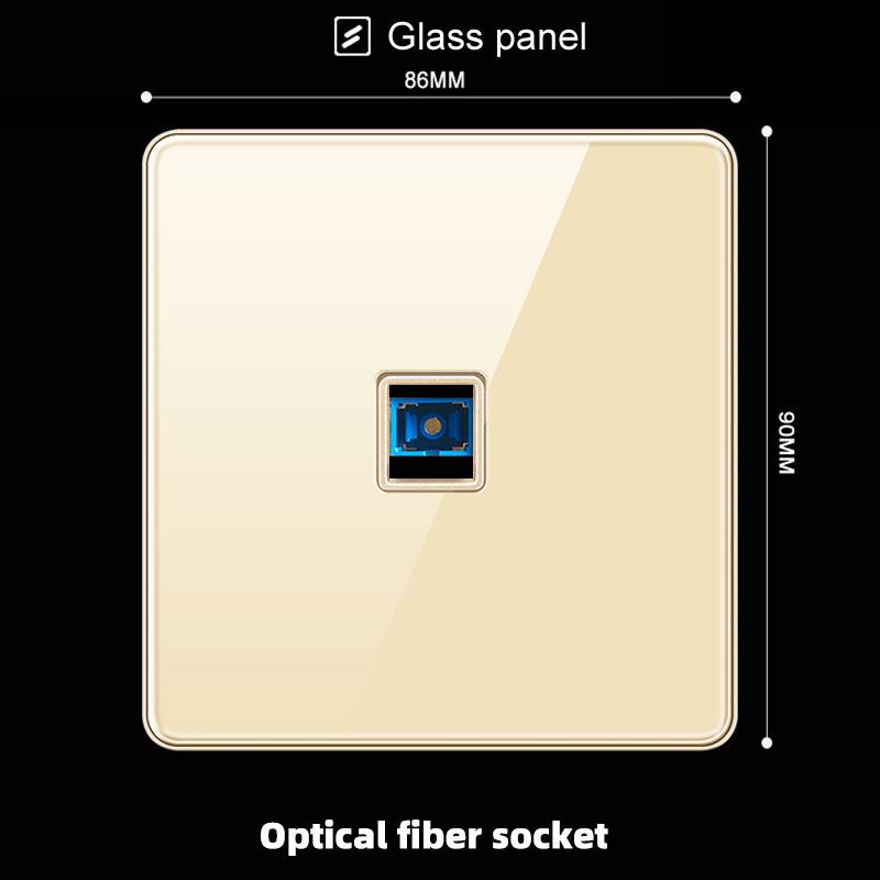 Hong Kong & Macau 13A British Socket with USB Fast Charging, Type-C, Gold Glass Panel, Three-Hole Square Pin