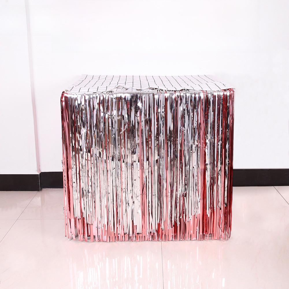 Элегантная 2,75-метровая юбка для стола из дождевого шелка цвета розового золота для потрясающего декора на день рождения