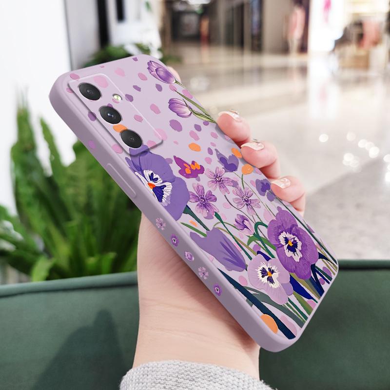 Фиолетовый чехол-брелок Тюльпан для Samsung Galaxy A37 A57 Жидкий силиконовый чехол
