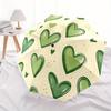 1pc Heart Green Automatic Open/Close Umbrella with One-Touch Button, Compact Folding Canopy, Sturdy 8-Rib Windproof Design -061