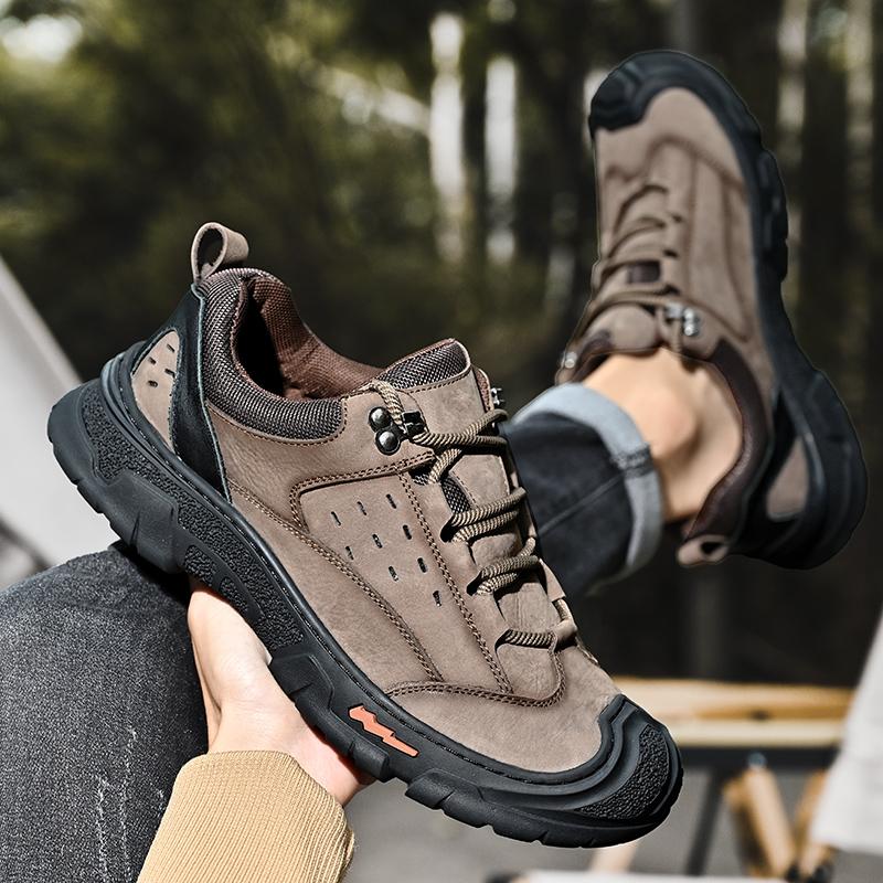 New Genuine Leather Men's Casual Shoes Outdoor Breathable Work Shoes Zapatos Hombre High Quality Hiking Sneakers Walking Shoes