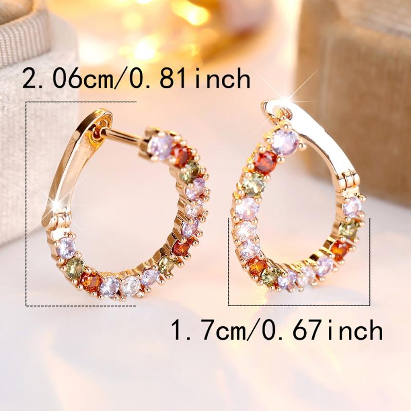 Unusual Colorful Zircon Geometric Drop Earrings for Women Girls Gold Color Party Earrings Daily Jewelry