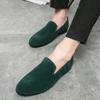 Men’s Loafers Dress Shoes Green Suede Party Nightclub Smoking Shoes Men Coffee Retro Flats Tuxedo Wedding Blazers Saddle Shoes Large Size