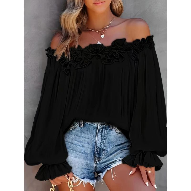 Elegant Casual Loose Off Shoulder Long Sleeve Blouse For Women