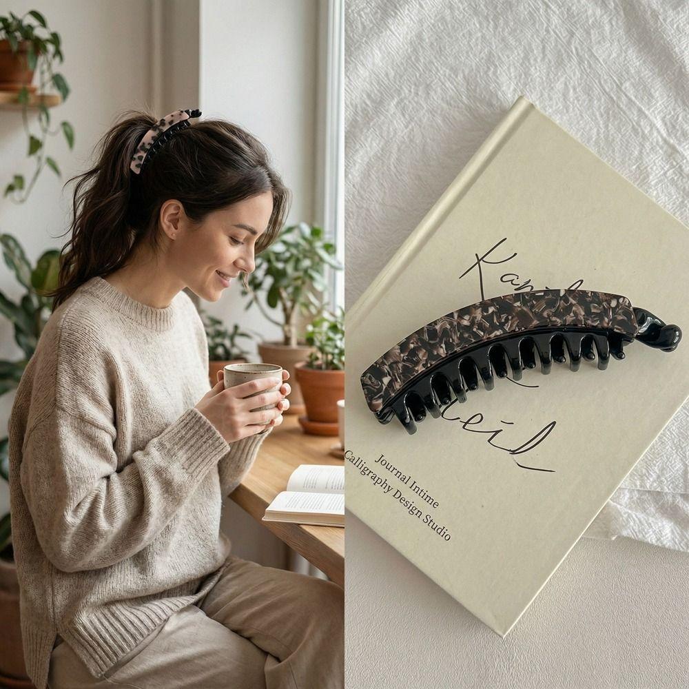 Acetic Acid Leopard Print Hair Clip Large Size Vertical Clip Creative Acetate Banana Clip Girl