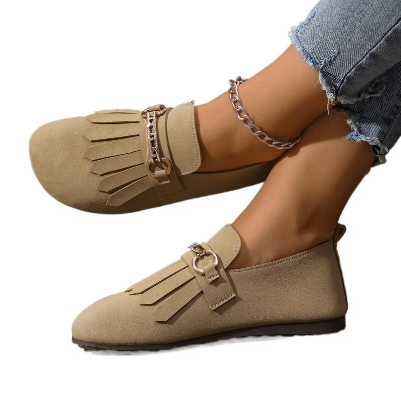 Женская обувь 2024 года, горячая распродажа, женские туфли на плоской подошве, модные повседневные туфли на плоской подошве с металлическим украшением, новые туфли на плоской подошве с круглым носком, низкие каблуки, Zapatos