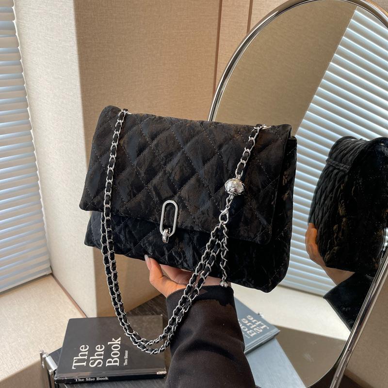 Сумка премиум-текстуры женская новая модная сумка-цепочка с бриллиантами нишевая женская сумка через плечо