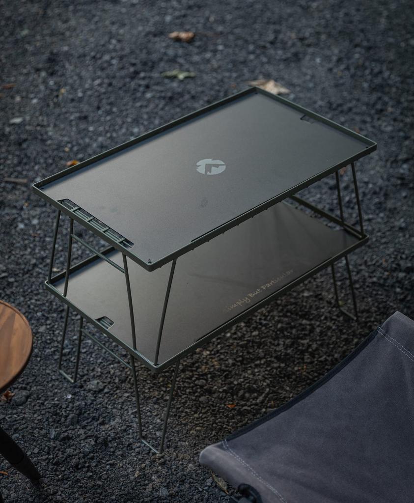 Кемпинговая стойка Moon KAHKI Field Rack цвета хаки, складная стойка из стали с сумкой для хранения, 2 из 2 алюминиевых верхних пластин (КЕМПИНГ ЛУНА) T-233 шт/комплект