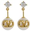 Серьги-пусеты Valentino V Logo Signature из металла, кристаллов, смолы и жемчуга 5W2J0W80 HJY Y49 Золото/Крем/Прозрачный [Товар]