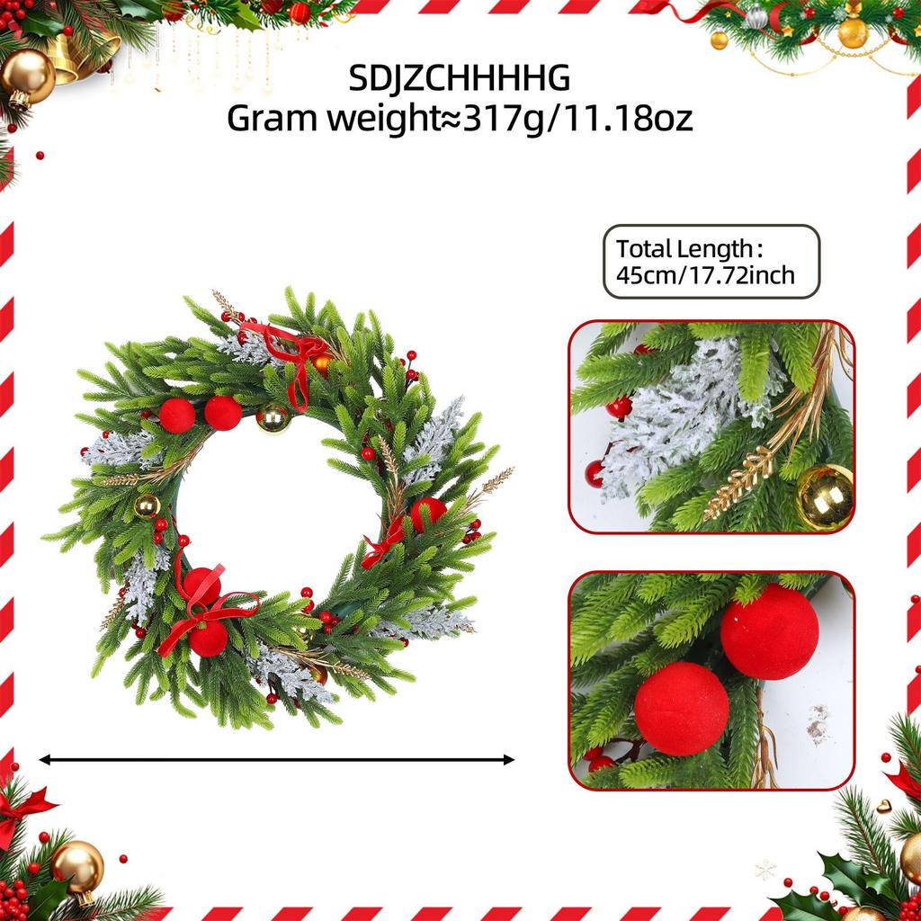 Christmas Snowflake Wreath with Mixed PE Leaf for Door Decoration